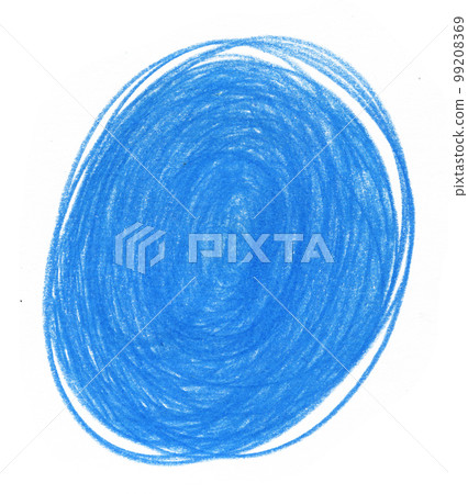 Blue Abstract Stain Drawn by Colored Pencil Isolated on White Background. Pastel Colored Spot for Decoration, Poster, Banner, Greeting Cards Design. 99208369