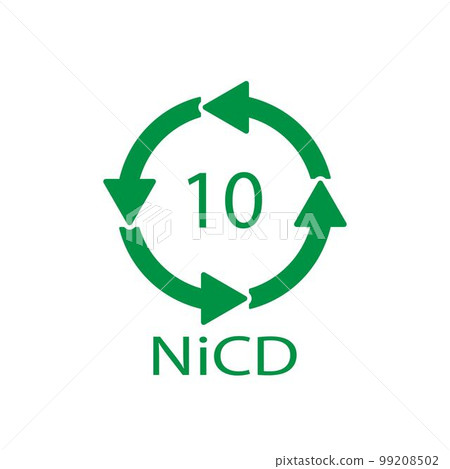 Battery recycling code 10 NiCD . Vector illustration 99208502
