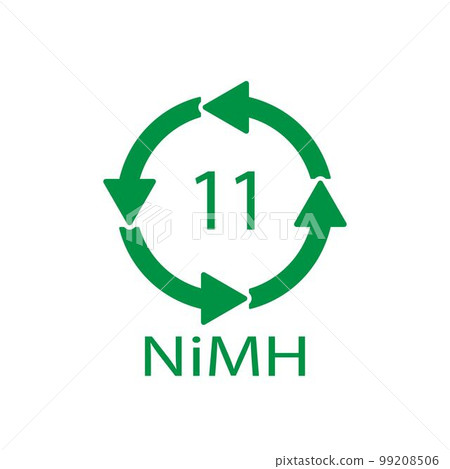 Battery recycling symbol 11 NiMH. Vector illustration Battery recycling symbol 11 NiMH. Vector illustration 99208506
