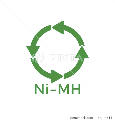 Battery recycling, Nickel-Metal Hydride Battery, vector illustration, sign. 99208511