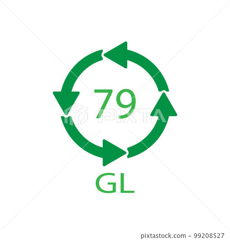 Gold plated glass. Glass recycling code 79 GL. Vector illustration 99208527