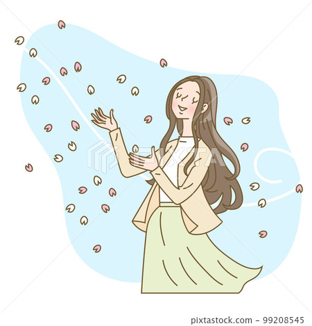 Young woman with cherry blossom petals Young woman with cherry blossom petals 99208545