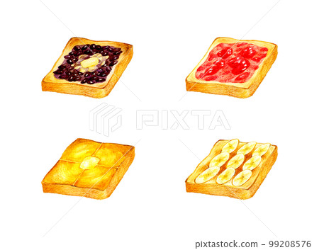 Sweets toast set illustration hand-painted watercolor illustration material for food and cafe menu 99208576