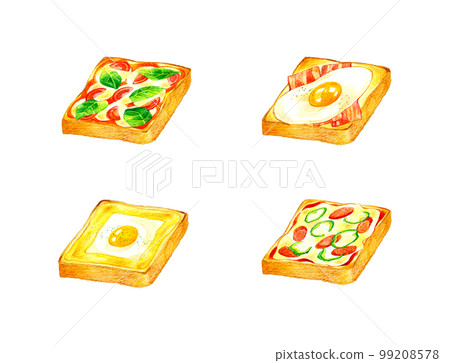 Set illustration of side dish toast, hand-painted watercolor illustration material collection of food and cafe menu 99208578