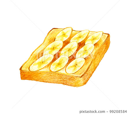 Banana toast dish / cafe menu hand-painted watercolor illustration material Banana toast dish / cafe menu hand-painted watercolor illustration material 99208584