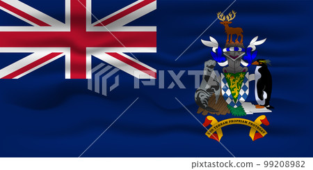 Waving flag of the country South Georgia and the South Sandwich Islands. Vector illustration. Waving flag of the country South Georgia and the South Sandwich Islands. Vector illustration. 99208982