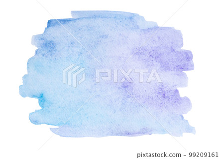 Abstract watercolor paint stain of blue and purple on textured paper isolated on a white background. Indeterminate shape. Abstract watercolor paint stain of blue and purple on textured paper isolated on a white background. Indeterminate shape. 99209161