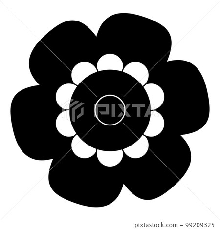 Black And White Single Isolated Flat Vector Flower. Icon Flower For Holiday, Design, India, Oriental and Arabic Ornament, Print, Web and App. Black And White Single Isolated Flat Vector Flower. Icon Flower For Holiday, Design, India, Oriental and Arabic Ornament, Print, Web and App. 99209325