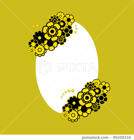 Colored simple flower bouquet on color background. Frame with decoration. Card for wedding, birthday, holiday. Vector backdrop illustration. 99209338