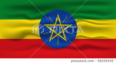 Waving flag of the country Ethiopia. Vector illustration. Waving flag of the country Ethiopia. Vector illustration. 99209348