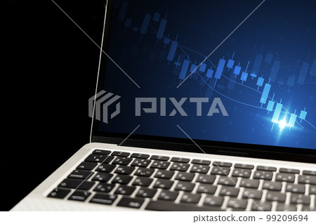 Economic image laptop and chart 99209694
