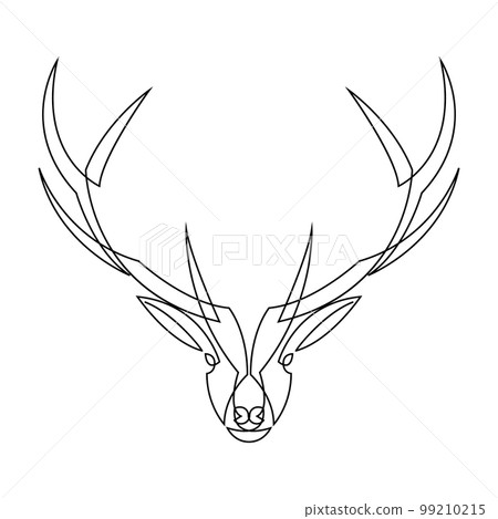 One line deer design silhouette. Hand drawn minimalism style vector illustration. 99210215