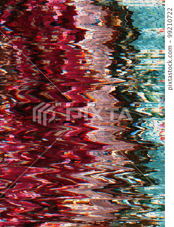 Glitch error. Digital pixel noise. Steel blue maroon striped pattern overlay. 99210722