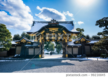 Nijo Castle Kara-mon Gate with snow on the roof in winter. Kyoto, Japan. Nijo Castle Kara-mon Gate with snow on the roof in winter. Kyoto, Japan. 99210845
