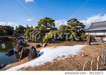 Nijo Castle Ninomaru Palace Garden with snow in winter. Kyoto, Japan. Nijo Castle Ninomaru Palace Garden with snow in winter. Kyoto, Japan. 99210871