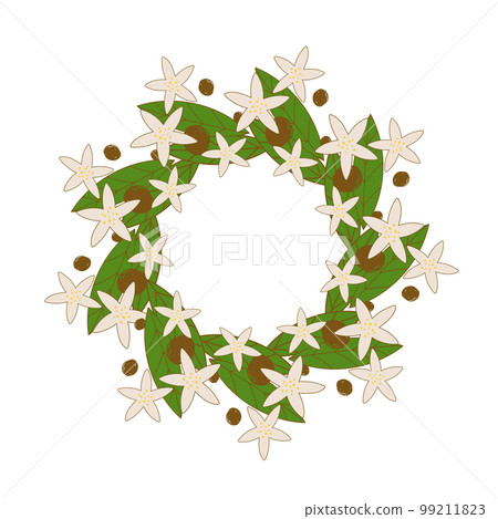 Round frame with flowers and leaves space for text Round frame with flowers and leaves space for text 99211823