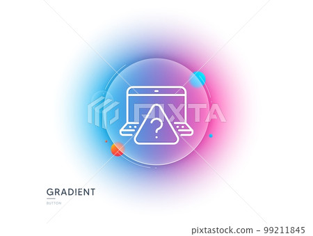 Online question line icon. Gradient blur button with glassmorphism. Quiz sign. Outsource support symbol. Transparent glass design. Online question line icon. Vector 99211845
