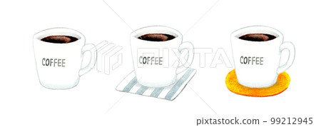 Black coffee in a white mug Hand-drawn watercolor illustration material for cooking and cafe menus Black coffee in a white mug Hand-drawn watercolor illustration material for cooking and cafe menus 99212945