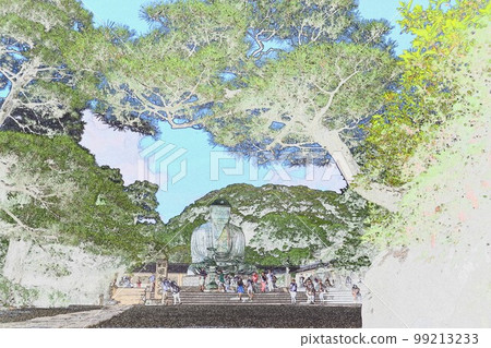 Kotoku-in Kamakura's only National Treasure Buddha statue Shaka Nyorai seated illustration 1 99213233