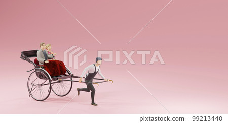 乘坐人力車在日本觀光的外國遊客/入境/日本春季旅行的形象 乘坐人力車在日本觀光的外國遊客/入境/日本春季旅行的形象 99213440