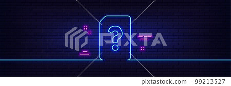 Neon light glow effect. Unknown Document line icon. File with Question mark sign. Untitled Paper page concept symbol. 3d line neon glow icon. Brick wall banner. Unknown file outline. Vector Neon light glow effect. Unknown Document line icon. File with Question mark sign. Untitled Paper page concept symbol. 3d line neon glow icon. Brick wall banner. Unknown file outline. Vector 99213527