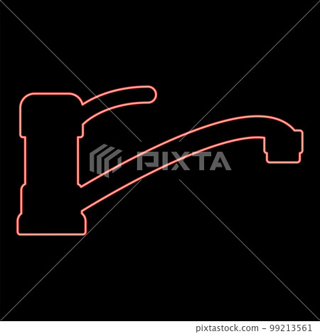Neon water tap red color vector illustration image flat style Neon water tap red color vector illustration image flat style 99213561