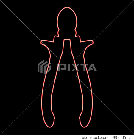 Neon cutting pliers side cutter hand tools for cutting wires red color vector illustration image flat style Neon cutting pliers side cutter hand tools for cutting wires red color vector illustration image flat style 99213562