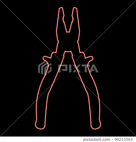 Neon pliers tool red color vector illustration image flat style Neon pliers tool red color vector illustration image flat style 99213563