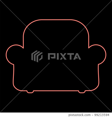 Neon armchair silhouette recliner Furniture for living room red color vector illustration image flat style 99213594