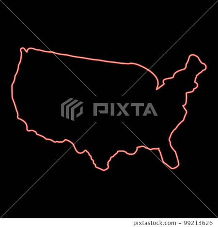 Neon map of America United Stated USA red color vector illustration image flat style 99213626
