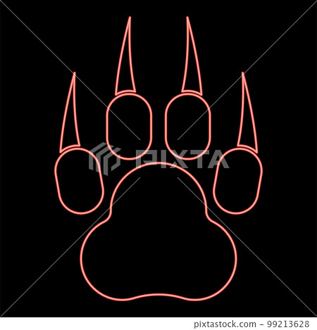 Neon print animal paw with claws Foot red color vector illustration image flat style 99213628