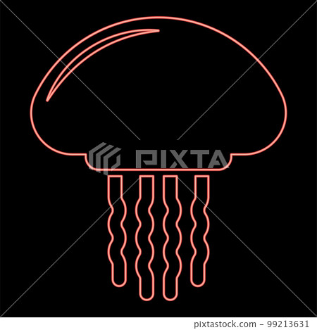 Neon medusa jellyfish red color vector illustration image flat style Neon medusa jellyfish red color vector illustration image flat style 99213631