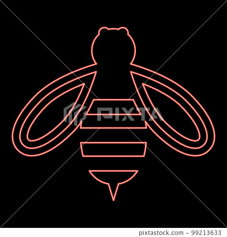 Neon bee honey red color vector illustration image flat style Neon bee honey red color vector illustration image flat style 99213633