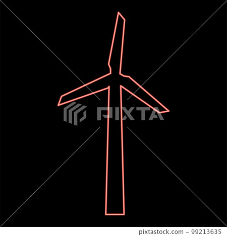 Neon wind generator red color vector illustration image flat style 99213635