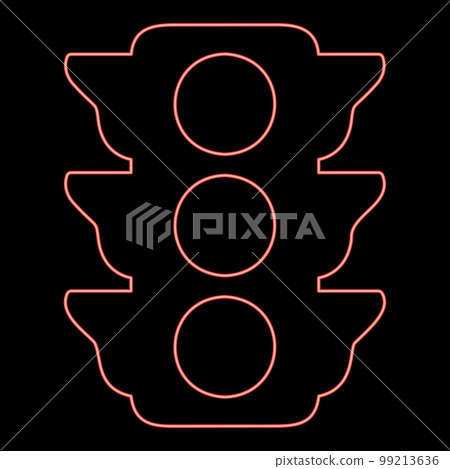 Neon traffic lights Light signal stoplight regulation transport and pedestrian red color vector illustration image flat style 99213636