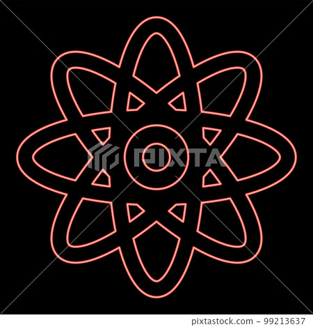 Neon atom molecular sign red color vector illustration image flat style 99213637