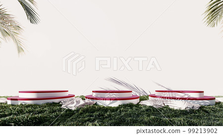 3d podium concrete background products display mockup 3d render. scene on green grass, leaf, stone, and wood background podium shape square. stand show cosmetic product. Stage showcase on pedestal. 3d podium concrete background products display mockup 3d render. scene on green grass, leaf, stone, and wood background podium shape square. stand show cosmetic product. Stage showcase on pedestal. 99213902