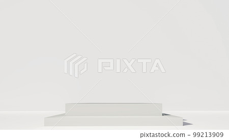 3d podium concrete background products display mockup 3d render. scene on green grass, leaf, stone, and wood background podium shape square. stand show cosmetic product. Stage showcase on pedestal. 99213909