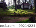 Cottage in the sunlight filtering through the trees 99214223