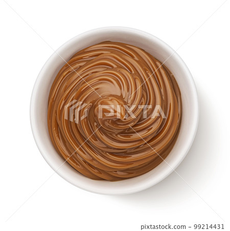 Melted caramel cream isolated on white background, top view 99214431