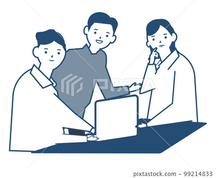 A business woman who imagines with a speech bubble. A man in a suit thinking about good ideas 99214833