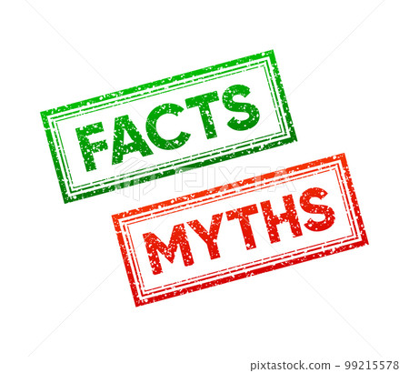Facts and Myths Rubber Stamps. Stamps for comparison. Symbol accepted and rejected. Vector illustration. 99215578