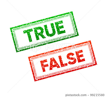 True and False Rubber Stamps. Stamps for comparison. Symbol accepted and rejected. Vector illustration. 99215580