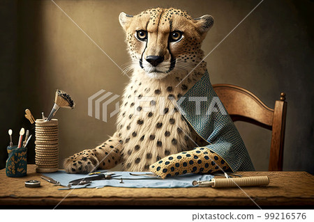 portrait of cheetah as a tailor, generative ai portrait of cheetah as a tailor, generative ai 99216576