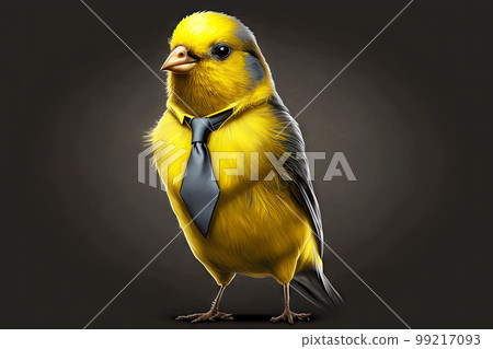 portrait of canary in a full-length business suit on a dark background, generative ai 99217093