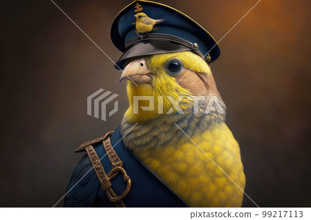 portrait of canary as a policeman, generative ai 99217113
