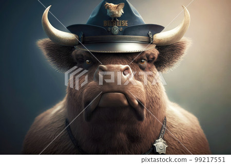 portrait of beefalo as a policeman, generative ai 99217551