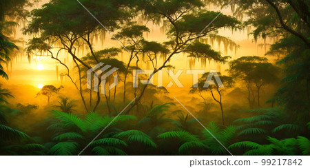 Tropical landscape at sunset Tropical landscape at sunset 99217842
