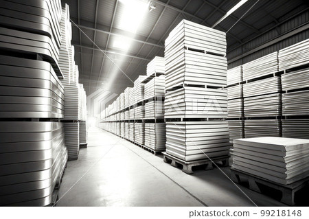 huge stacks of aluminum in special warehouses of aluminum industry factory, generative ai huge stacks of aluminum in special warehouses of aluminum industry factory, generative ai 99218148