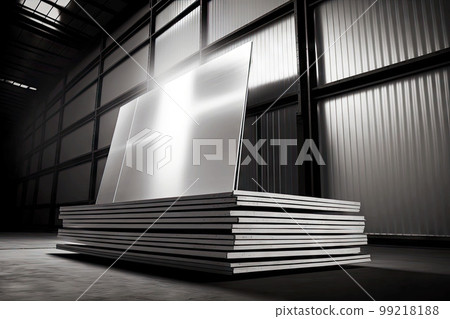 large metal sheets in warehouse part of aluminum industry product, generative ai large metal sheets in warehouse part of aluminum industry product, generative ai 99218188